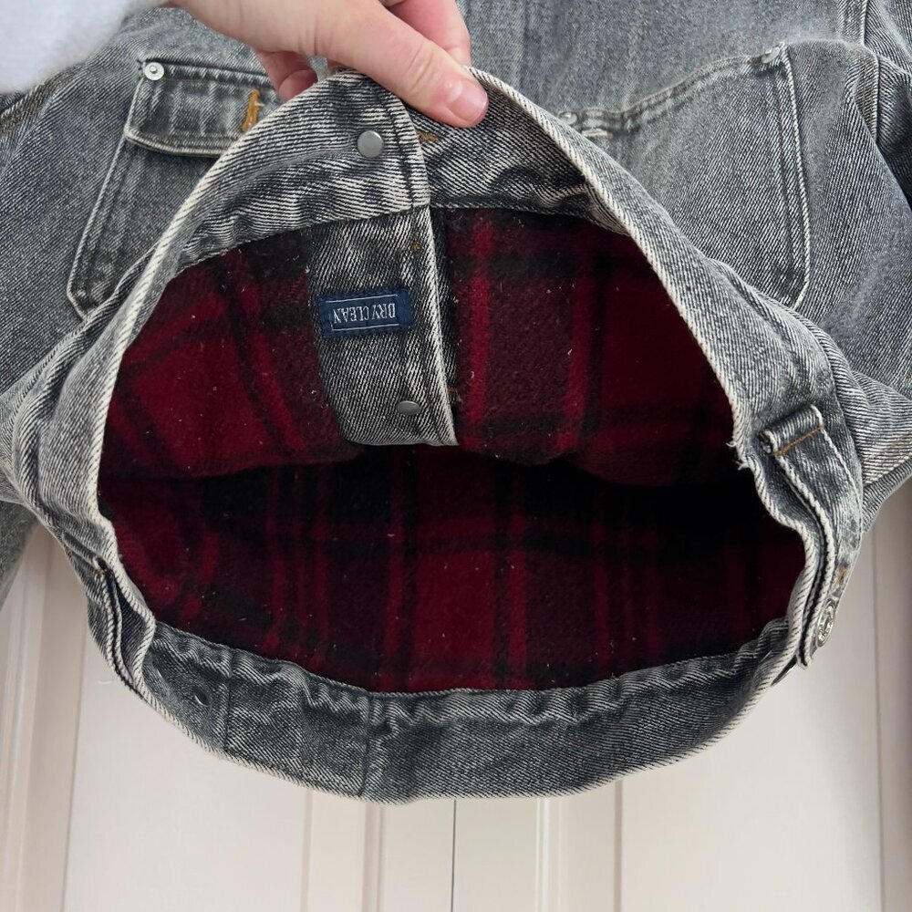 Vintage 1990 Polo Ralph Lauren Flannel Lined Denim Trucker Jacket - Picture 8 of 14